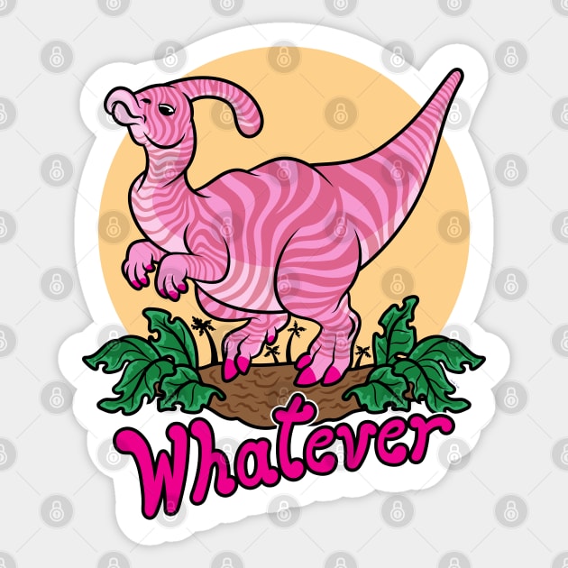 Moody Dinosaur (pink) Sticker by JenniferSmith